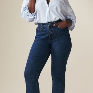 Old Navy | Mid-Rise Power Slom Straight Jeans Dark Indago